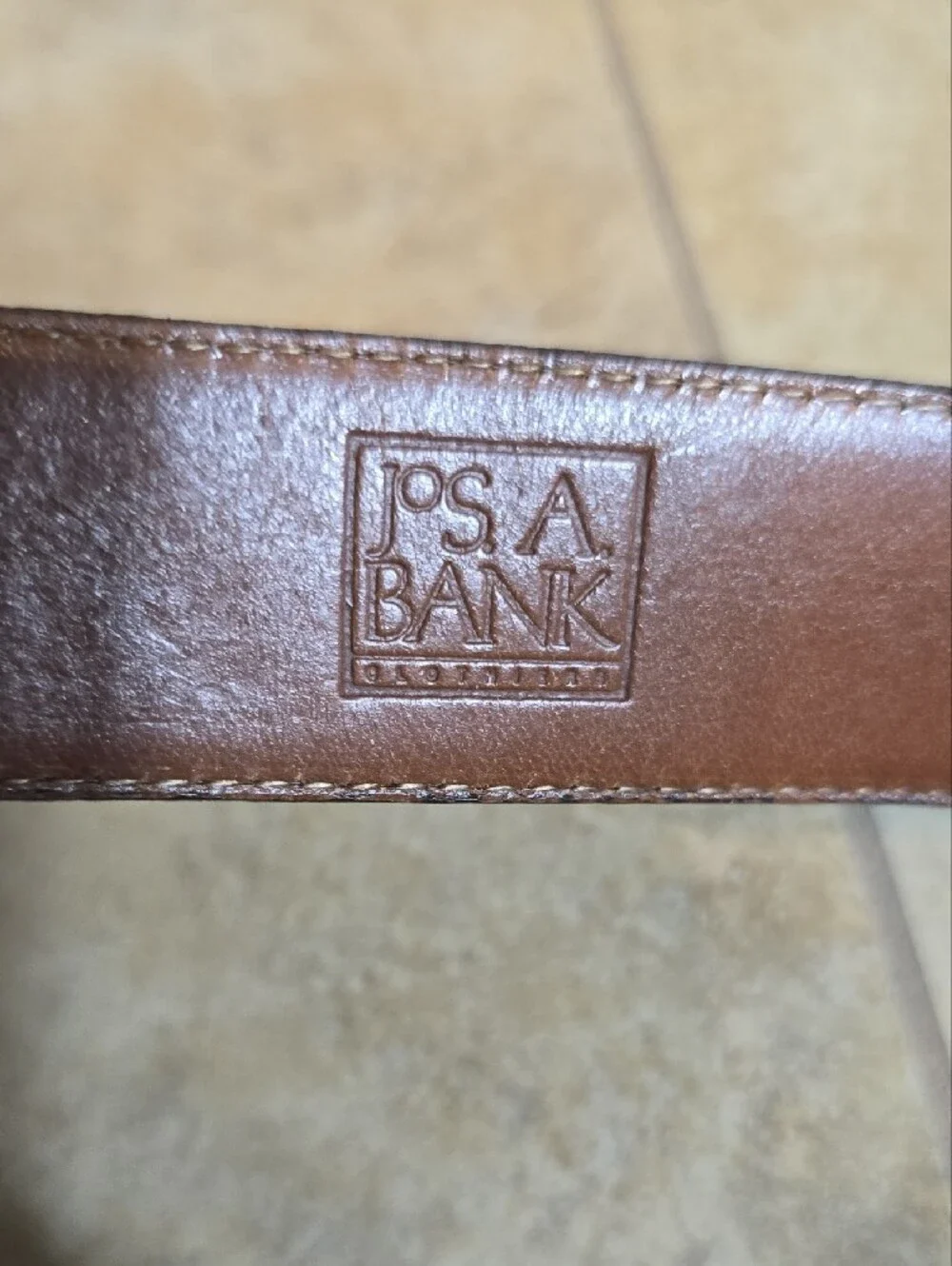 Jos. A. Bank Brown Ringmark Lizard Belt with Silver Buckle 48